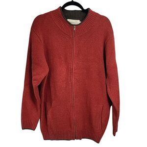 Irelands eye sweater red wool jumper 1/4 zip cabincore XL